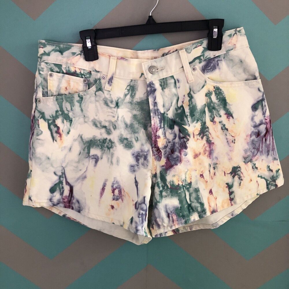 Levi's 80’s Mom Shorts White Tie Dye 100% cotton pockets denim multicolor #R37 - Picture 3 of 12